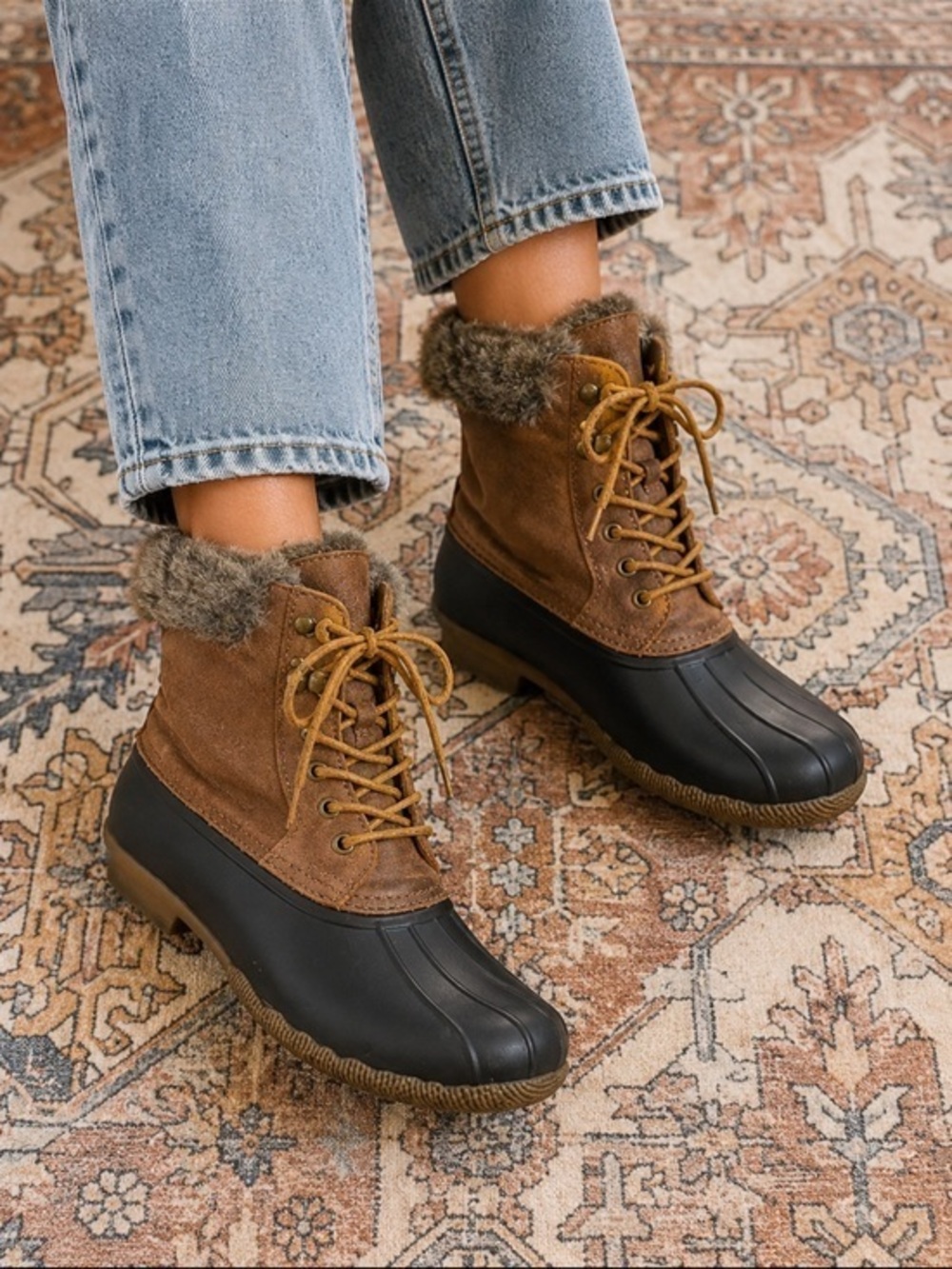 Sperry Top-Sider Duck Boots 8.5 Fur Trim Waterproof Winter Rain Snow Boots